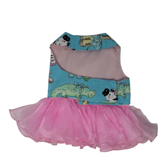 Handmade Ballerina Zoo Animal Theme Designer Small Dog Embellished Dress Pink - Picture 2 of 4
